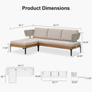 PURPLE LEAF Sicilia L-Shaped Modular Outdoor Sectional with Oatmeal Greige Cushions Flexible Layout for Garden Poolside
