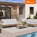 PURPLE LEAF Sicilia L-Shaped Modular Outdoor Sectional with Sunbrella White Cushions Flexible Layout for Minimalist Modern Patio