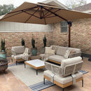 PURPLE LEAF Sicilia L-Shaped Modular Outdoor Sectional with Oatmeal Greige Cushions Flexible Layout for Garden Poolside