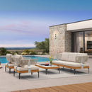 PURPLE LEAF Sicilia Classical Modular Outdoor Sectional with Oatmeal Greige Cushions Flexible Layout for Commercial Spaces