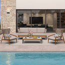 PURPLE LEAF Sicilia Classical Modular Outdoor Sectional with Oatmeal Greige Cushions Flexible Layout for Commercial Spaces