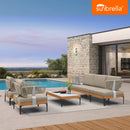 PURPLE LEAF Sicilia Classical Modular Outdoor Sectional with Sunbrella Taupe Cushions Flexible Layout for Hotel-Inspired Outdoor Lounge