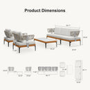 PURPLE LEAF Sicilia Classical Modular Outdoor Sectional with Sunbrella White Cushions Flexible Layout for Boutique Hotel Style Patio