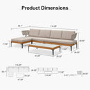 PURPLE LEAF Sicilia L-Shaped Modular Outdoor Sectional with Oatmeal Greige Cushions Flexible Layout for Garden Poolside