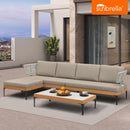 PURPLE LEAF Sicilia L-Shaped Modular Outdoor Sectional with Sunbrella Taupe Cushions Flexible Layout for Modern Patio Corner Lounge