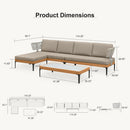 PURPLE LEAF Sicilia L-Shaped Modular Outdoor Sectional with Sunbrella Taupe Cushions Flexible Layout for Modern Patio Corner Lounge