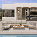 PURPLE LEAF Sicilia Classical Modular Outdoor Sectional with Oatmeal Greige Cushions Flexible Layout for Commercial Spaces