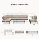 PURPLE LEAF Sicilia Classical Modular Outdoor Sectional with Oatmeal Greige Cushions Flexible Layout for Commercial Spaces