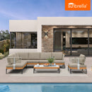 PURPLE LEAF Sicilia Classical Modular Outdoor Sectional with Sunbrella Taupe Cushions Flexible Layout for Hotel-Inspired Outdoor Lounge