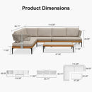 PURPLE LEAF Sicilia L-Shaped Modular Outdoor Sectional with Oatmeal Greige Cushions Flexible Layout for Garden Poolside