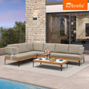 PURPLE LEAF Sicilia L-Shaped Modular Outdoor Sectional with Sunbrella Taupe Cushions Flexible Layout for Modern Patio Corner Lounge
