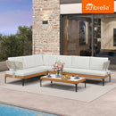 PURPLE LEAF Sicilia L-Shaped Modular Outdoor Sectional with Sunbrella White Cushions Flexible Layout for Minimalist Modern Patio