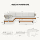 PURPLE LEAF Sicilia L-Shaped Modular Outdoor Sectional with Sunbrella White Cushions Flexible Layout for Minimalist Modern Patio