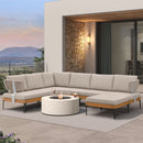 PURPLE LEAF Sicilia L-Shaped Modular Outdoor Sectional with Oatmeal Greige Cushions Flexible Layout for Garden Poolside