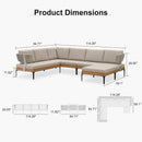 PURPLE LEAF Sicilia L-Shaped Modular Outdoor Sectional with Oatmeal Greige Cushions Flexible Layout for Garden Poolside