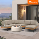 PURPLE LEAF Sicilia L-Shaped Modular Outdoor Sectional with Sunbrella Taupe Cushions Flexible Layout for Modern Patio Corner Lounge