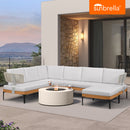 PURPLE LEAF Sicilia L-Shaped Modular Outdoor Sectional with Sunbrella White Cushions Flexible Layout for Minimalist Modern Patio