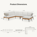 PURPLE LEAF Sicilia L-Shaped Modular Outdoor Sectional with Sunbrella White Cushions Flexible Layout for Minimalist Modern Patio