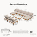 PURPLE LEAF Sicilia Classical Modular Outdoor Sectional with Oatmeal Greige Cushions Flexible Layout for Commercial Spaces