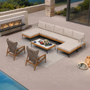 PURPLE LEAF Sicilia Classical Modular Outdoor Sectional with Oatmeal Greige Cushions Flexible Layout for Commercial Spaces