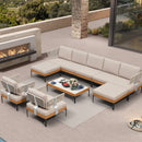PURPLE LEAF Sicilia Classical Modular Outdoor Sectional with Oatmeal Greige Cushions Flexible Layout for Commercial Spaces