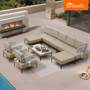PURPLE LEAF Sicilia Classical Modular Outdoor Sectional with Sunbrella Taupe Cushions Flexible Layout for Hotel-Inspired Outdoor Lounge
