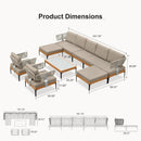 PURPLE LEAF Sicilia Classical Modular Outdoor Sectional with Sunbrella Taupe Cushions Flexible Layout for Hotel-Inspired Outdoor Lounge
