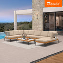 PURPLE LEAF Sicilia U-Shaped Modular Outdoor Sectional with Sunbrella Khaki Cushions Flexible Layout for Commercial Outdoor Spaces