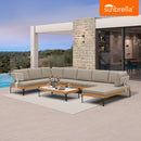 PURPLE LEAF Sicilia U-Shaped Modular Outdoor Sectional with Sunbrella Taupe Cushions Flexible Layout for Luxury Resort-Style Patio