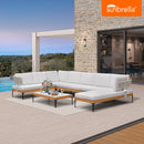 PURPLE LEAF Sicilia U-Shaped Modular Outdoor Sectional with Sunbrella White Cushions Flexible Layout for Commercial Lounge Areas