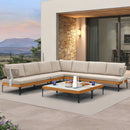 PURPLE LEAF Sicilia L-Shaped Modular Outdoor Sectional with Oatmeal Greige Cushions Flexible Layout for Garden Poolside