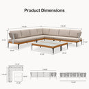PURPLE LEAF Sicilia L-Shaped Modular Outdoor Sectional with Oatmeal Greige Cushions Flexible Layout for Garden Poolside