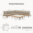 PURPLE LEAF Sicilia L-Shaped Modular Outdoor Sectional with Sunbrella Taupe Cushions Flexible Layout for Modern Patio Corner Lounge