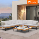PURPLE LEAF Sicilia L-Shaped Modular Outdoor Sectional with Sunbrella White Cushions Flexible Layout for Minimalist Modern Patio