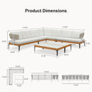 PURPLE LEAF Sicilia L-Shaped Modular Outdoor Sectional with Sunbrella White Cushions Flexible Layout for Minimalist Modern Patio