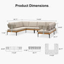 PURPLE LEAF Sicilia U-Shaped Modular Outdoor Sectional with Oatmeal Greige Cushions Flexible Layout for Porch Backyard