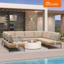 PURPLE LEAF Sicilia U-Shaped Modular Outdoor Sectional with Sunbrella Khaki Cushions Flexible Layout for Commercial Outdoor Spaces