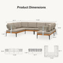 PURPLE LEAF Sicilia U-Shaped Modular Outdoor Sectional with Sunbrella Taupe Cushions Flexible Layout for Luxury Resort-Style Patio
