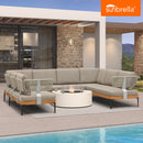 PURPLE LEAF Sicilia U-Shaped Modular Outdoor Sectional with Sunbrella Taupe Cushions Flexible Layout for Luxury Resort-Style Patio
