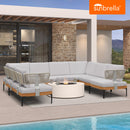 PURPLE LEAF Sicilia U-Shaped Modular Outdoor Sectional with Sunbrella White Cushions Flexible Layout for Commercial Lounge Areas