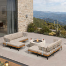 PURPLE LEAF Sicilia U-Shaped Modular Outdoor Sectional with Oatmeal Greige Cushions Flexible Layout for Porch Backyard