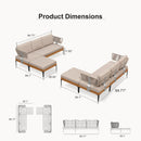 PURPLE LEAF Sicilia U-Shaped Modular Outdoor Sectional with Oatmeal Greige Cushions Flexible Layout for Porch Backyard