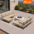 PURPLE LEAF Sicilia U-Shaped Modular Outdoor Sectional with Sunbrella Khaki Cushions Flexible Layout for Commercial Outdoor Spaces