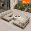 PURPLE LEAF Sicilia U-Shaped Modular Outdoor Sectional with Sunbrella Taupe Cushions Flexible Layout for Luxury Resort-Style Patio