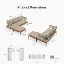 PURPLE LEAF Sicilia U-Shaped Modular Outdoor Sectional with Sunbrella Taupe Cushions Flexible Layout for Luxury Resort-Style Patio