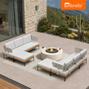 PURPLE LEAF Sicilia U-Shaped Modular Outdoor Sectional with Sunbrella White Cushions Flexible Layout for Commercial Lounge Areas