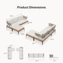 PURPLE LEAF Sicilia U-Shaped Modular Outdoor Sectional with Sunbrella White Cushions Flexible Layout for Commercial Lounge Areas