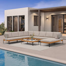 PURPLE LEAF Sicilia U-Shaped Modular Outdoor Sectional with Oatmeal Greige Cushions Flexible Layout for Porch Backyard