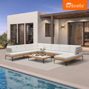 PURPLE LEAF Sicilia U-Shaped Modular Outdoor Sectional with Sunbrella White Cushions Flexible Layout for Commercial Lounge Areas