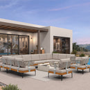 PURPLE LEAF Sicilia Classical Modular Outdoor Sectional with Oatmeal Greige Cushions Flexible Layout for Commercial Spaces